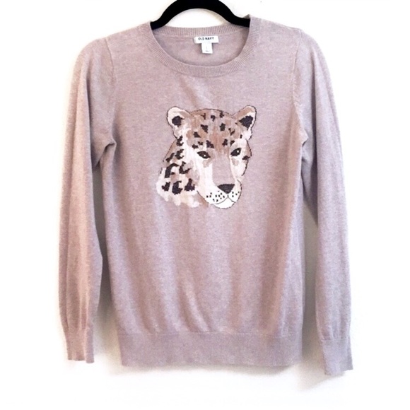 Old Navy Sweaters - Tan Leopard Graphic Neutral Crew Neck Sweater